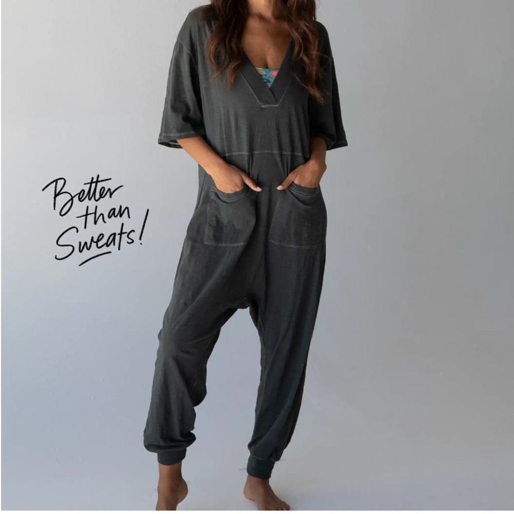 XS Natural Life Charlie Jumpsuit “better than sweats” cotton deep v neck - Picture 2 of 10